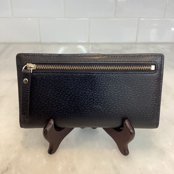 Kate Spade Cross Grain Leather Slim Sleek Snap & Zip Clutch Wallet - Picture 4 of 16